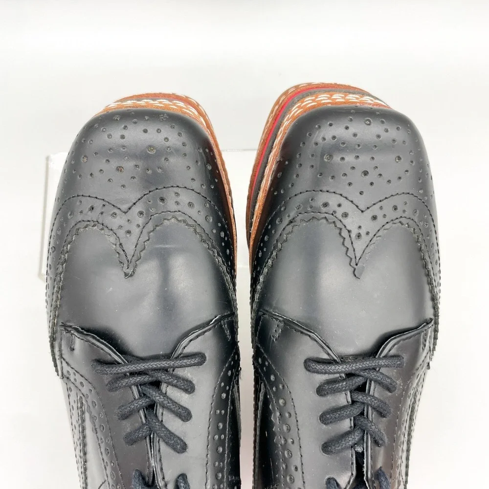Jeffrey Campbell Ad Long Platform Wingtip Brogue Oxfords Womens 7.5M Black 90s